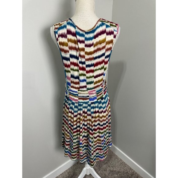 Maeve Anthropologie Sennebec Dress L Keyhole Neck Pockets - Picture 4 of 5